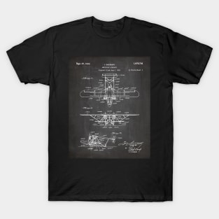 Seaplane Patent - Biwing Seaplane Art - Black Chalkboard T-Shirt